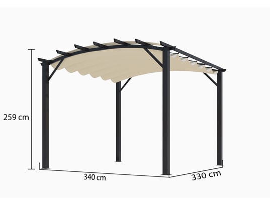 HABRITA - Pergola structure mixte 11,22 m2 - toile couleur écru