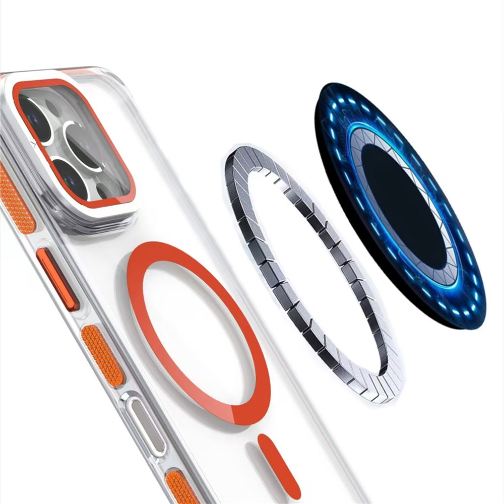 iPhone 16 Pro Max MagSafe Hybrid Hardcase Hülle TPU Bumper   Acryl Rückseite mit Kamera Kickstand - Schwarz / Transparent