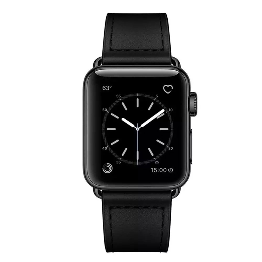 Apple Watch (42/41/40/38 mm) Echtleder Ersatz Armband mit Druckverschluss (Gelenkumfang 172-215 mm) - Schwarz / Braun