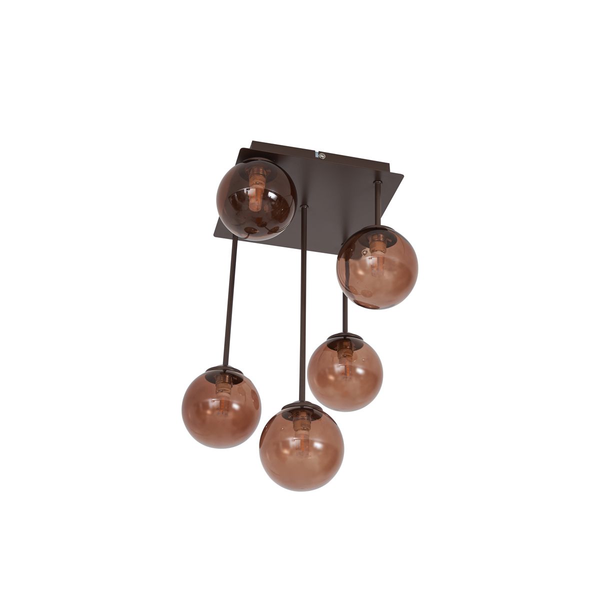 Design plafondlamp brons met brons glas 5-lichts - Athens