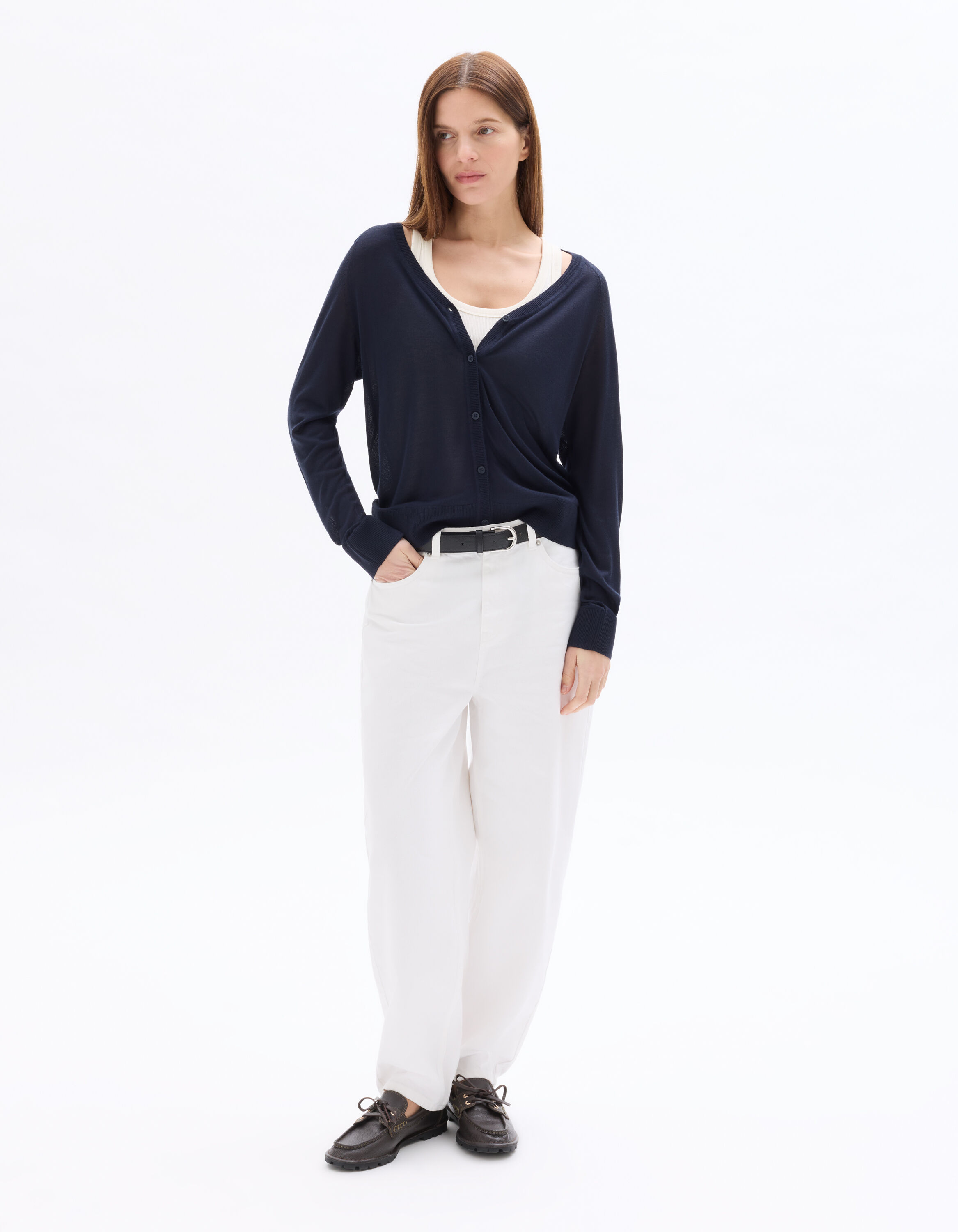 Jean barrel 100% coton - blanc