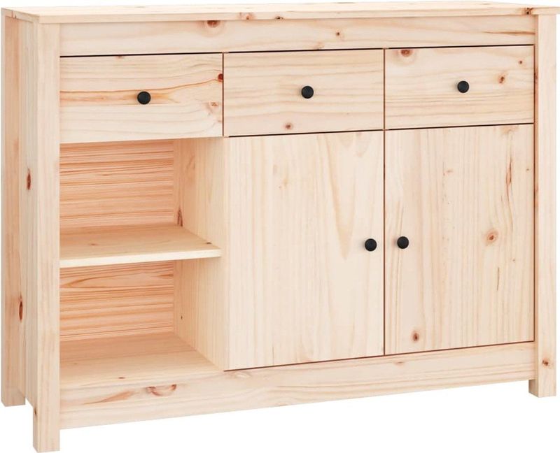 vidaXL - Dressoir - Massief Grenenhout - 3 Lades - 6 Vakken
