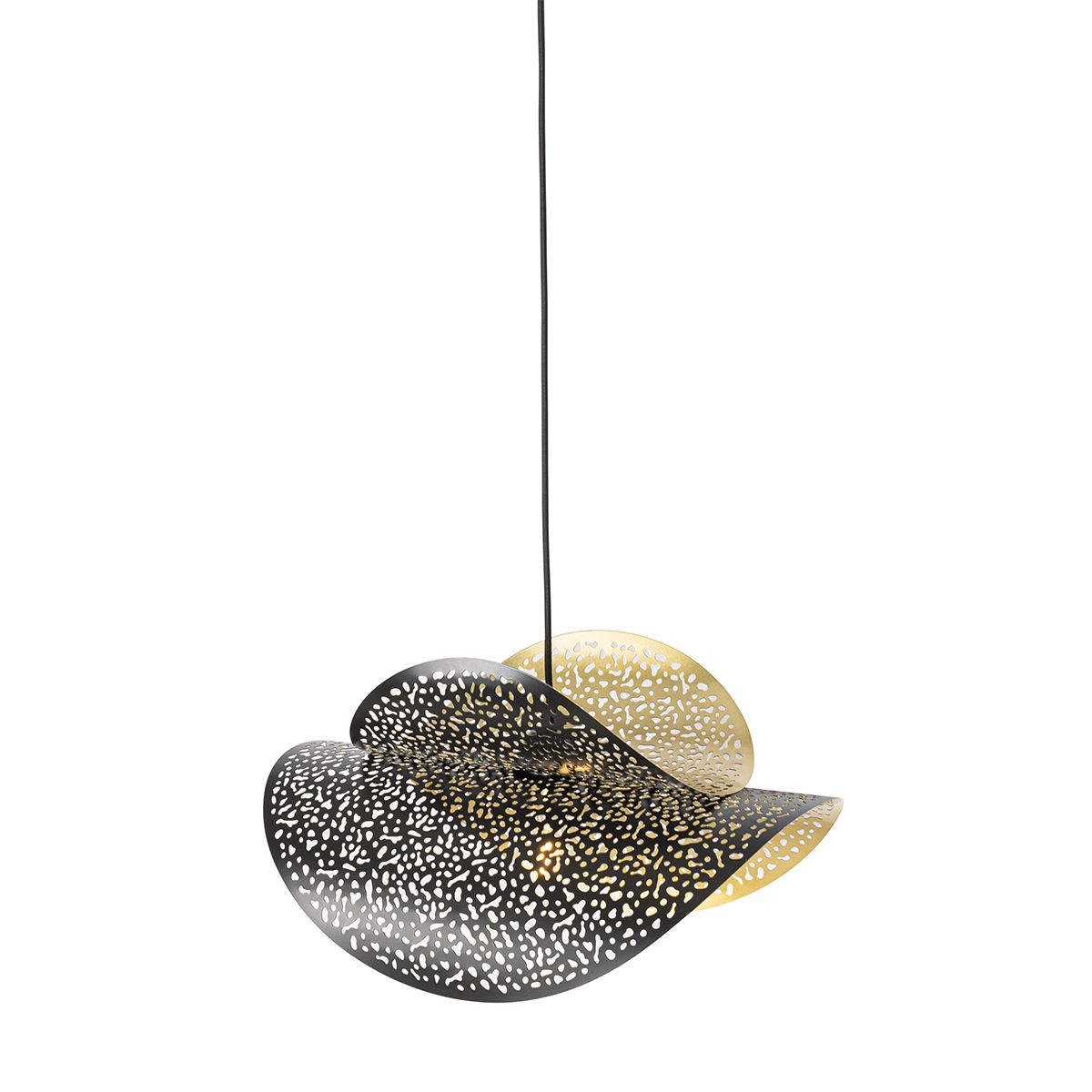 Oosterse hanglamp zwart met goud 28 cm - Japke