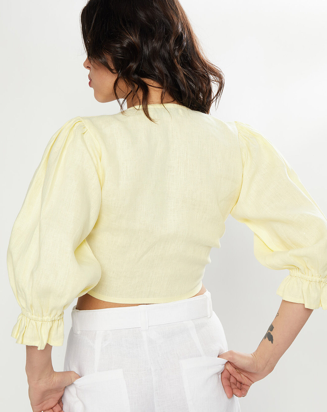 Faithfull the Brand Top 100% Lin Jacinta jaune