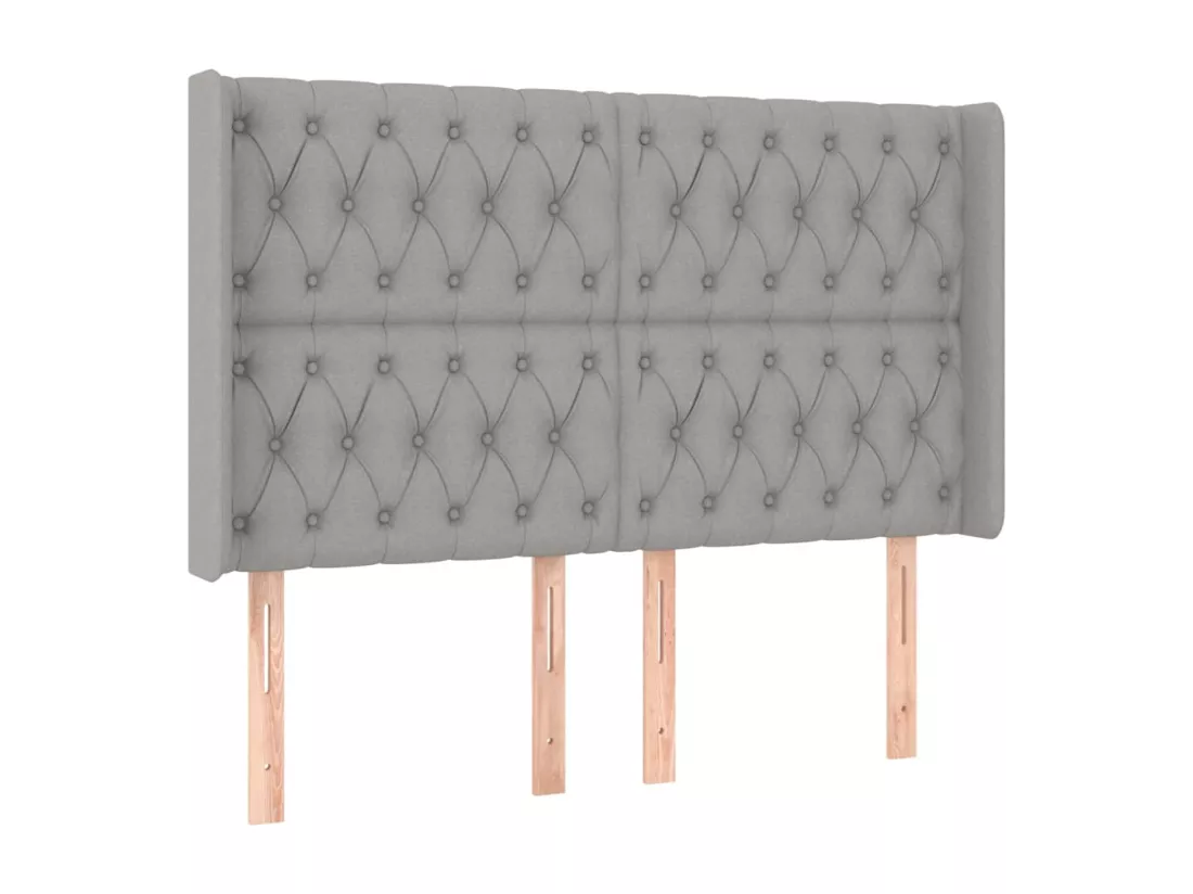 Sommier tapissier matelas et LED Gris clair 160x200 cm Tissu