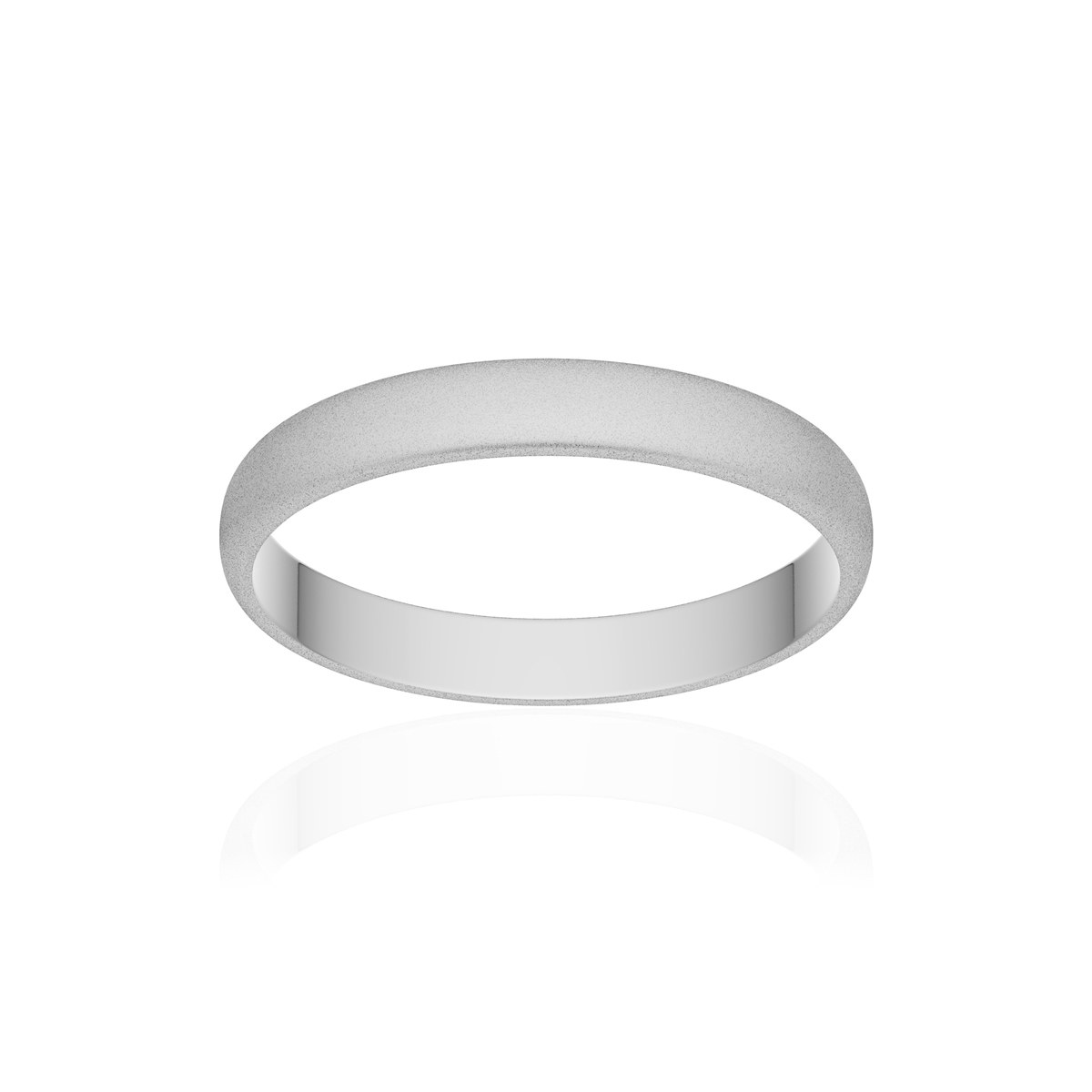 Alliance or 375 blanc sablé demi-jonc 3mm
