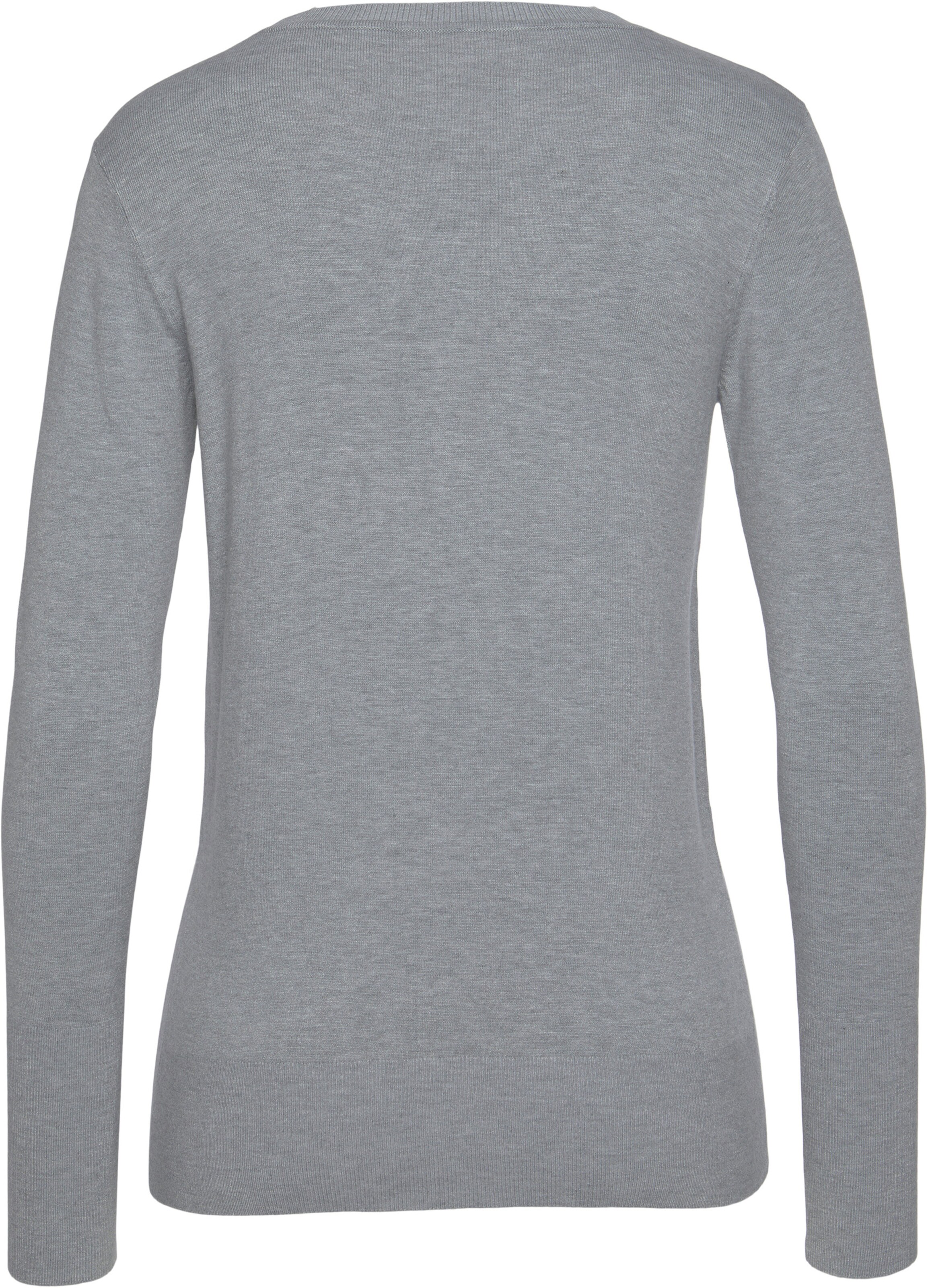 Vivance V-Ausschnitt-Pullover in grau-meliert