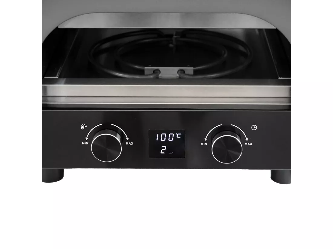 Four à pizza électrique noir 2200W four grill 1 chambre avec vitre pierre à pizza