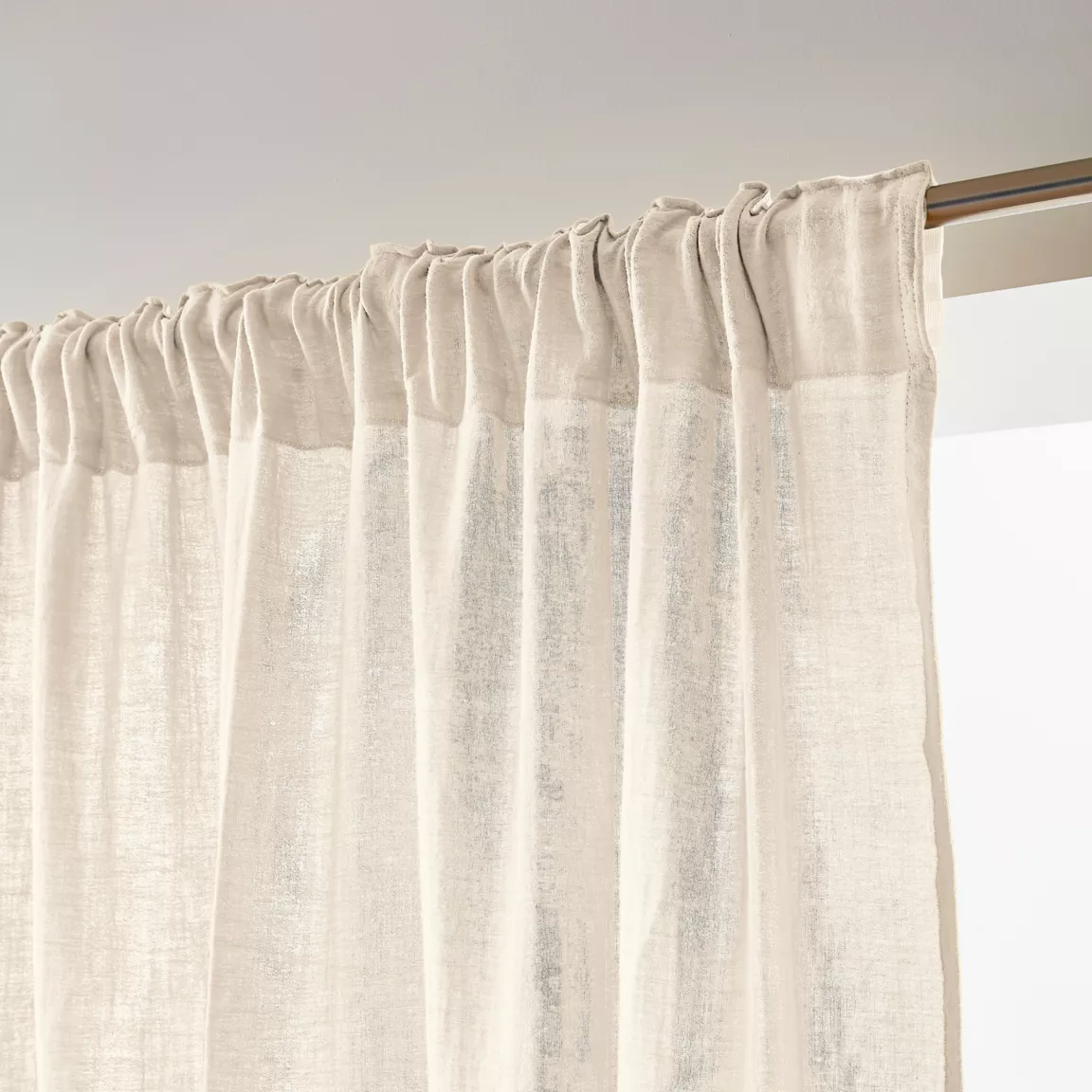 Rideau gaze de coton galon fronceur (180 x 240 cm) Gaïa Beige pampa