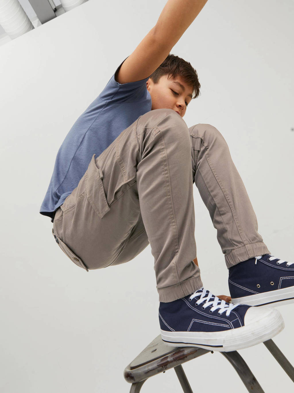 JACK & JONES low waist slim fit cargobroek JPSTPAULbeige