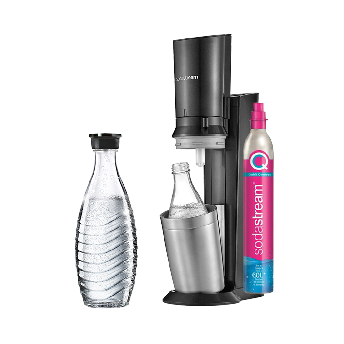 SodaStream Crystal black/metal inkl. 1 Glaskaraffen Quick Connect
