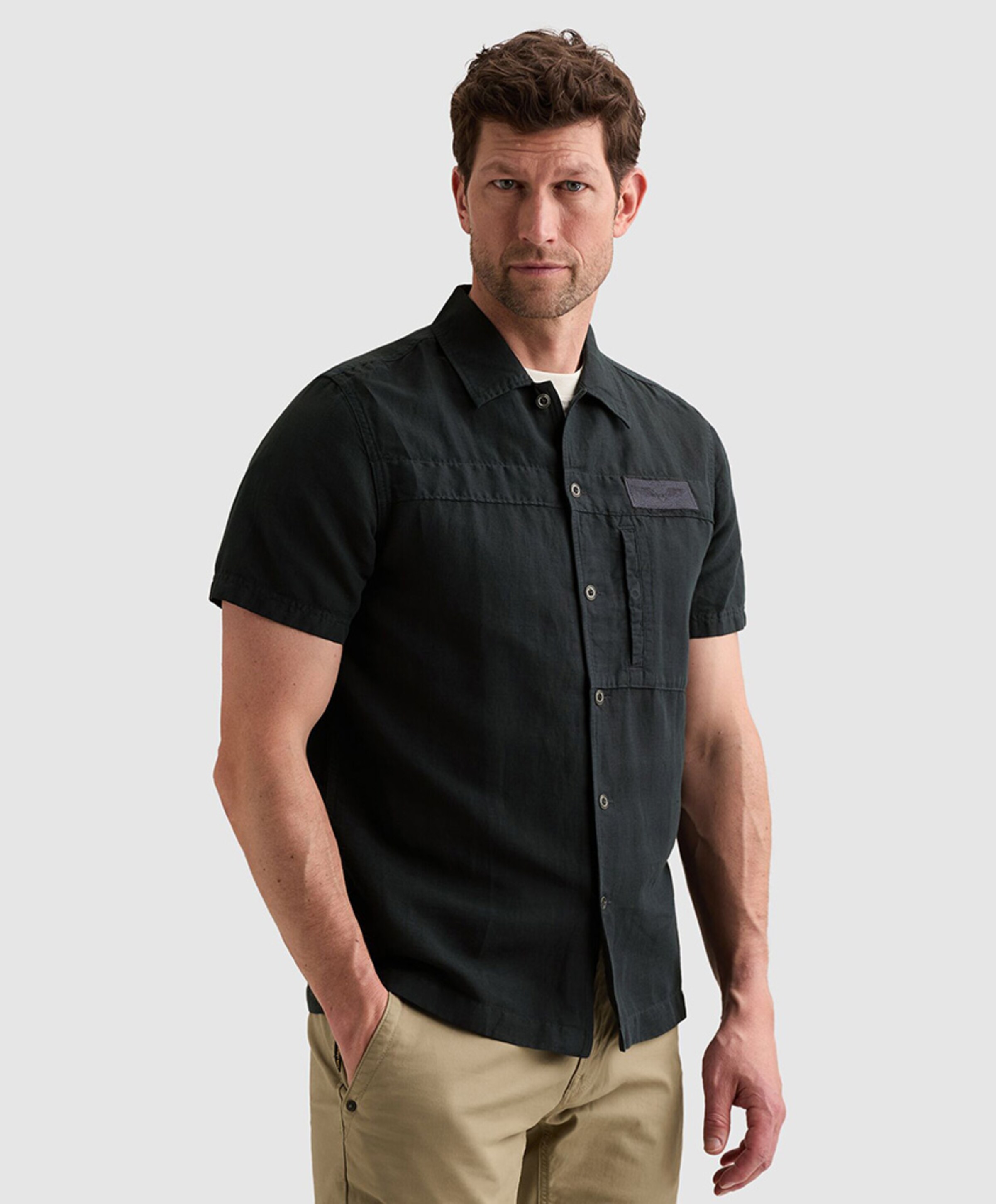 PME Legend Heren overhemd korte mouw blauw
