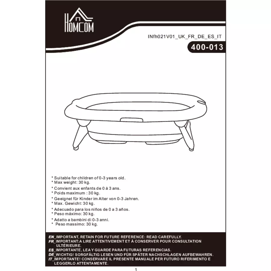 HOMCOM Ergonomische Babybadewanne zum zusammenklappen rosa