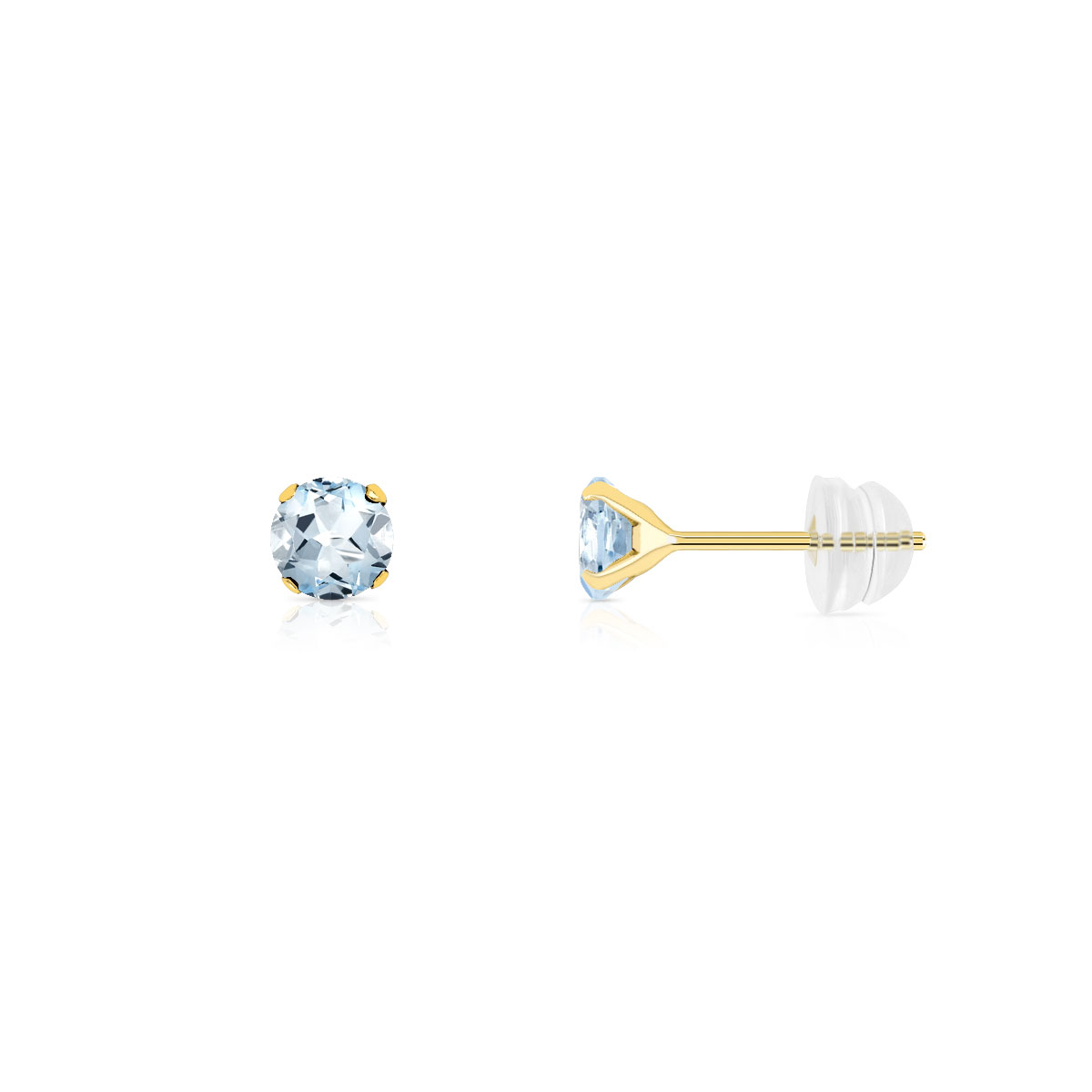 Boucles d'oreilles or 375 jaune topazes bleues traitées