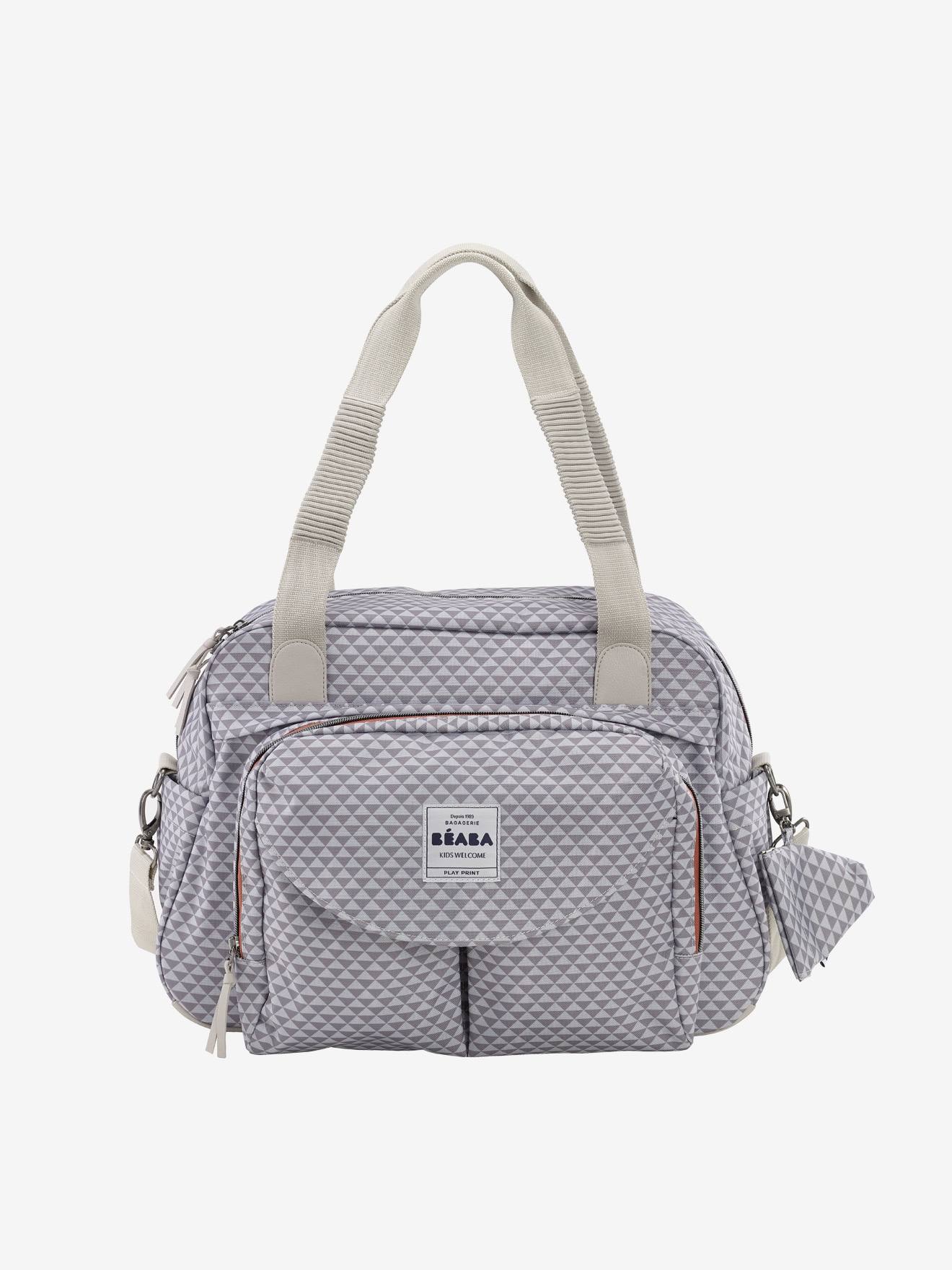 Bolsa de maternidade BEABA Genève II com estampa de triângulos azuis/