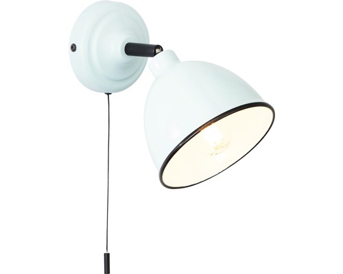 Wandlamp, 1-lichts, H 12,5 cm, Telio lichtblauw met trekschakelaar