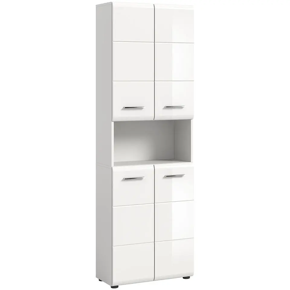 Hioshop Ice kolomkast 4 deuren 1 vak wit hoogglans