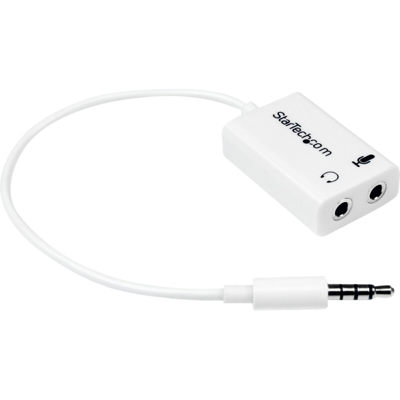 StarTech.com Adaptateur pour casque avec prises pour écouteur et microphone séparées - Mini-Jack 3,5mm 1x (M) 2x (F) - Blanc