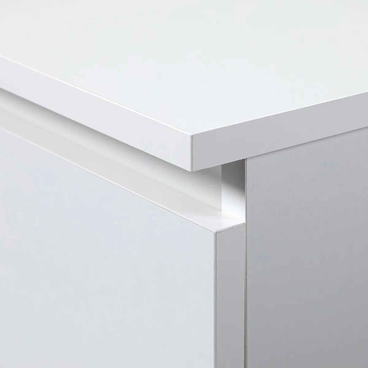 Table de chevet - Blanc - 60 cm - 2 tiroirs