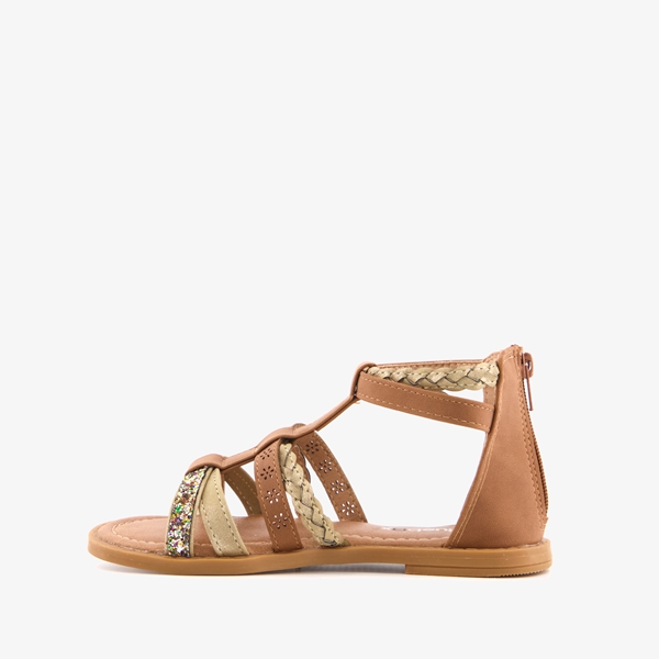 Blue Box meisjes sandalen bruin met glitters