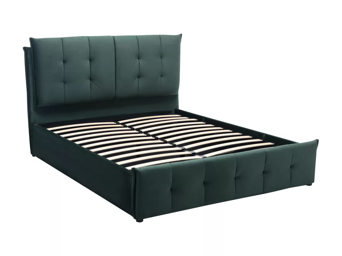 Lit coffre 160 x 200 cm - Velours - Vert - OLERIA