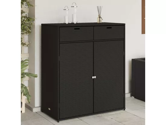 Armoire de rangement de jardin noir 105x55x113cm résine tressée