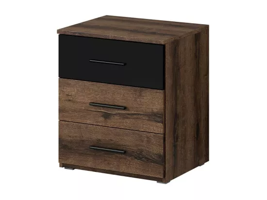 Chambre à coucher EOS : Armoire 220x210, Lit 180, commode, chevets. Couleur chêne foncé et noir