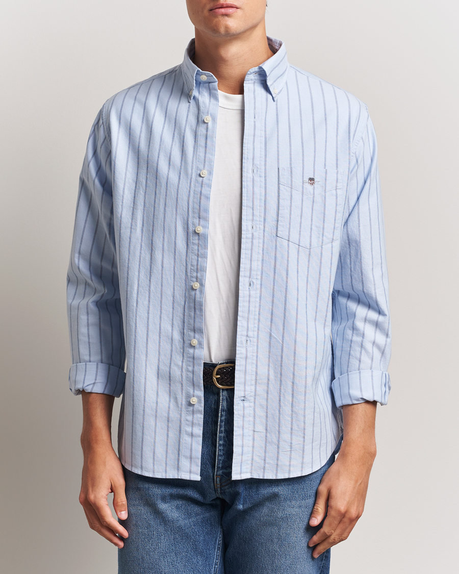 GANT Regular Fit Classic Oxford Striped Shirt Light Blue