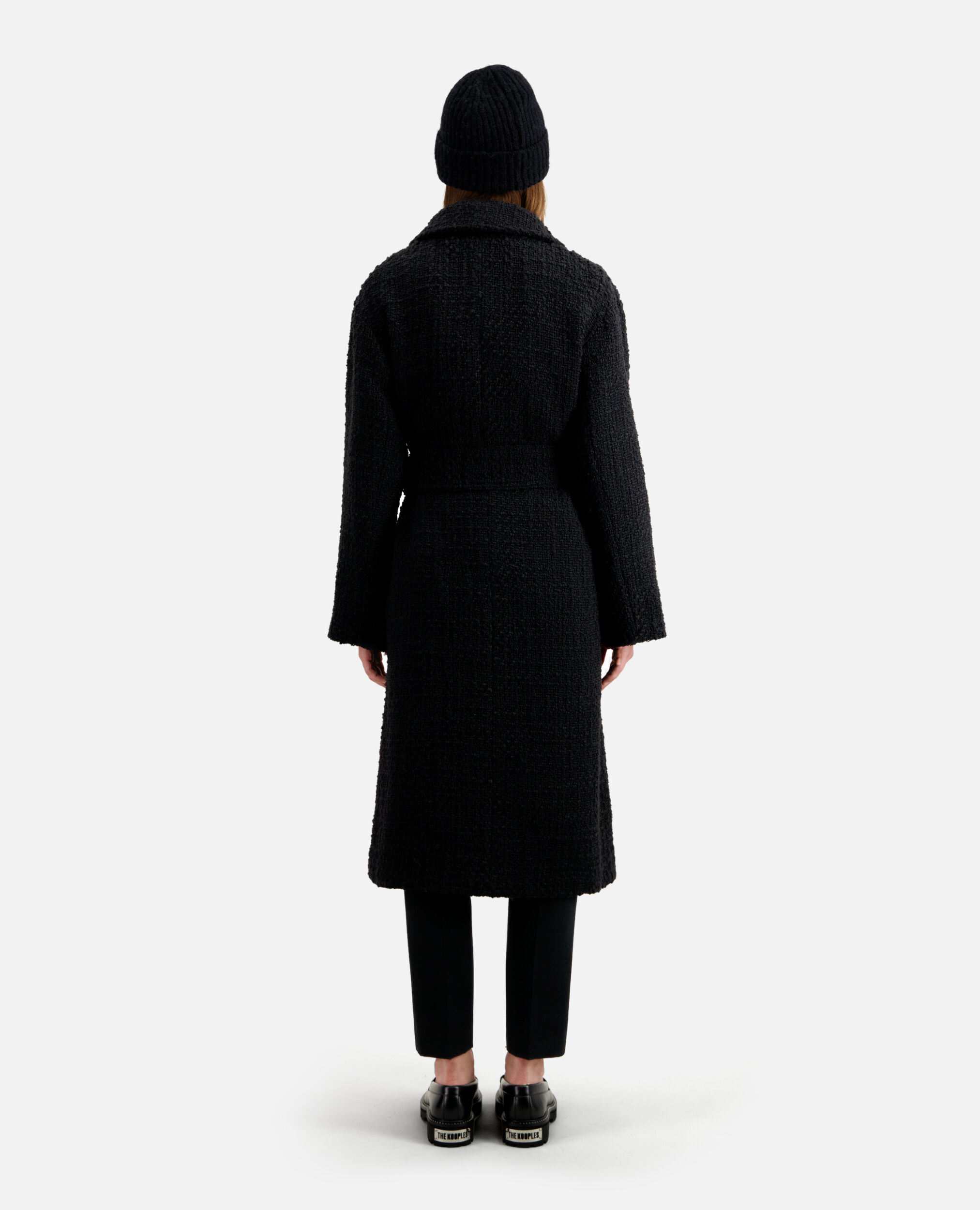 Long black tweed coat