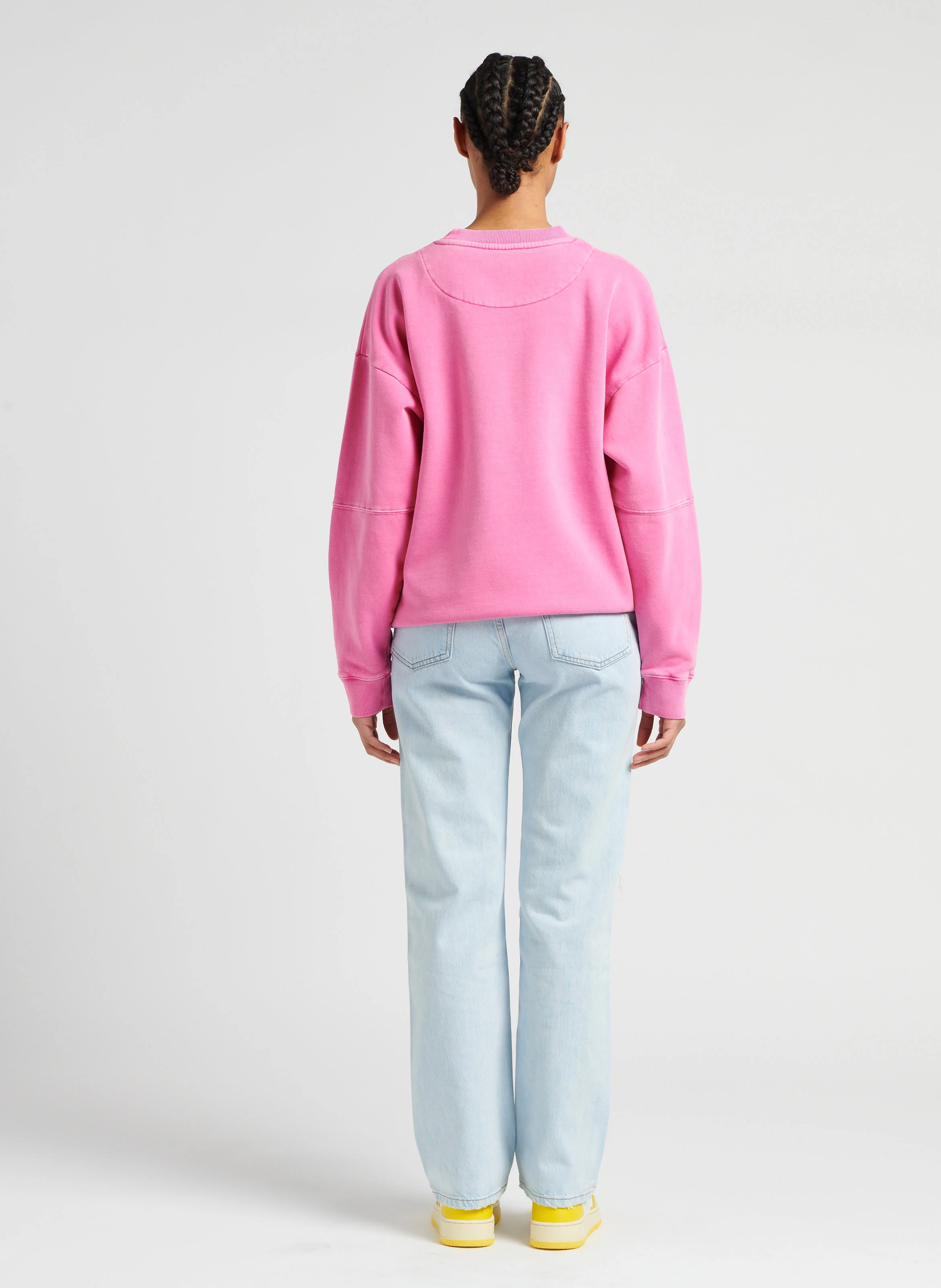 90S HIGH RISE - Jean droit taille haute en coton délavé | Jean Délavé