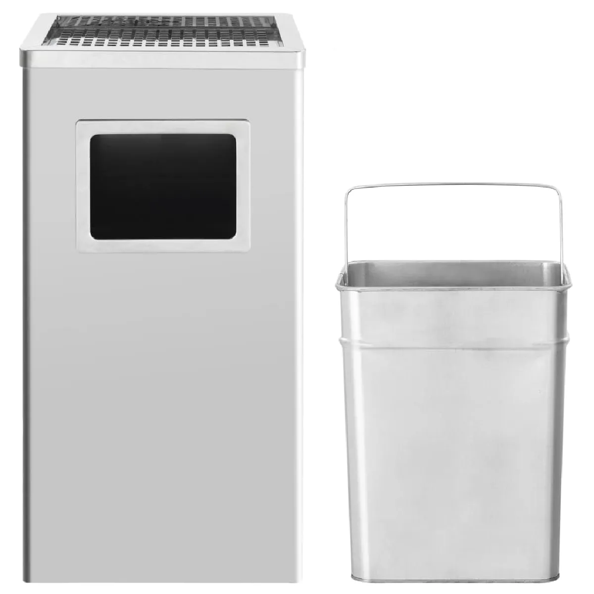 vidaXL Poubelle cendrier - 45L - Argenté