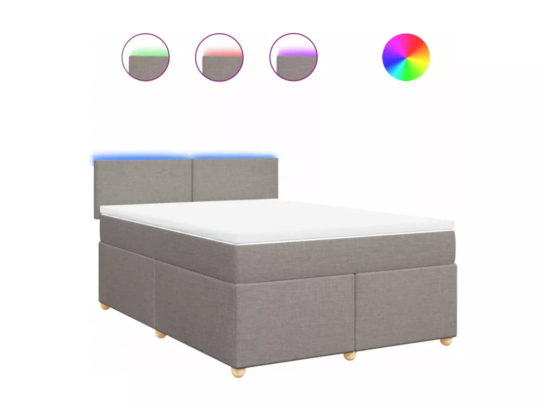 Sommier à lattes de lit avec matelas Taupe 160x200 cm Tissu