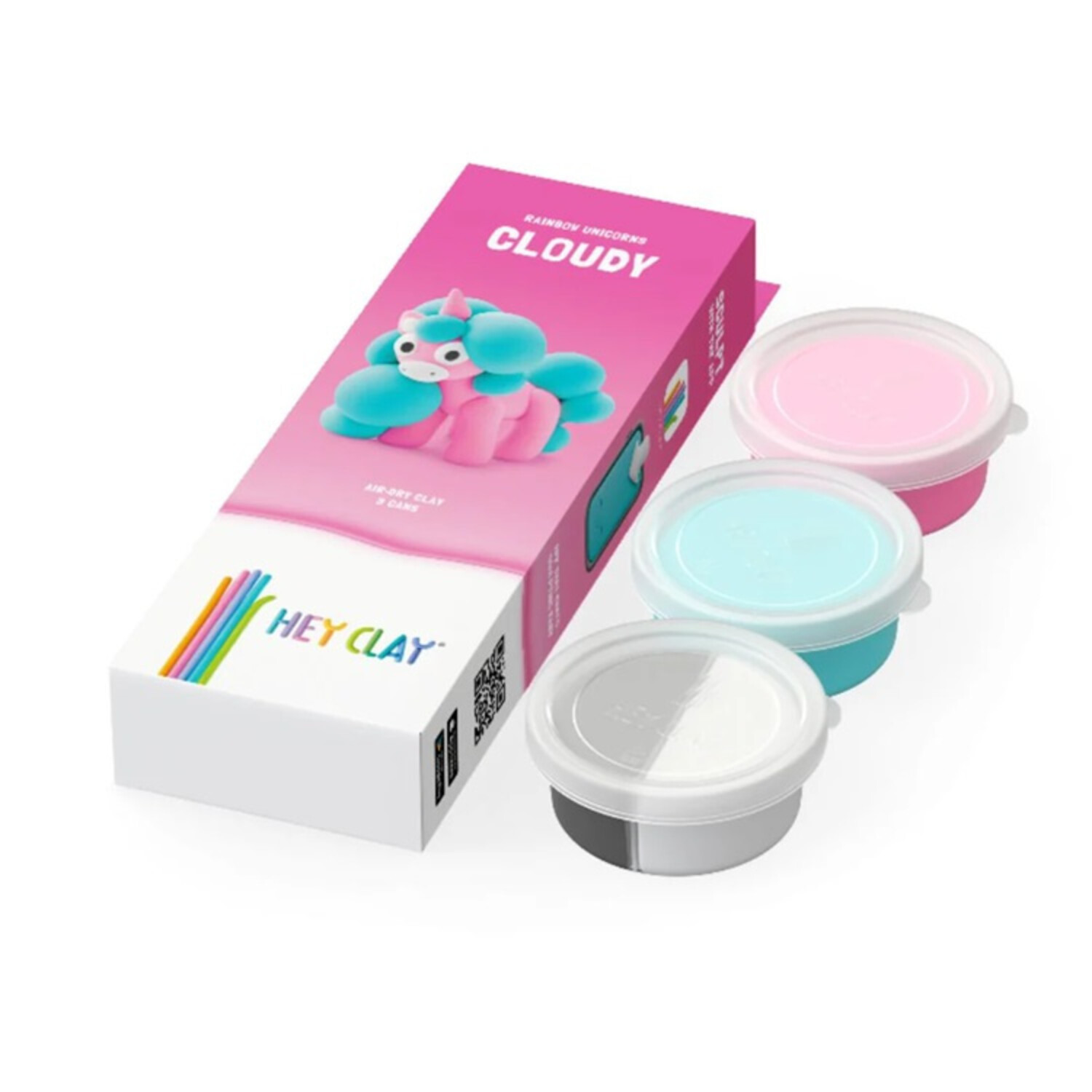 Hey Clay | Rainbow Unicorn Cloudy | 3 Cans Boetseerklei