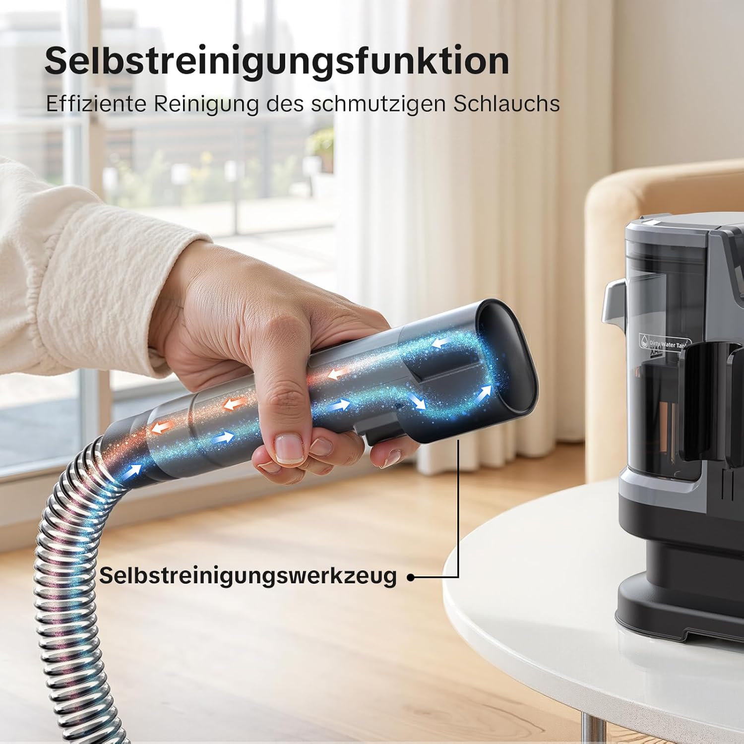 Lubluelu Nasssauger Polsterreiniger Gerät mit 600 W – 20 kPa Teppichreiniger Waschsauger, tragbarer Teppich Reinigungsgerät mit Selbstreinigungsfunktion und langem Schlauch für Teppiche, Sofas & Autos