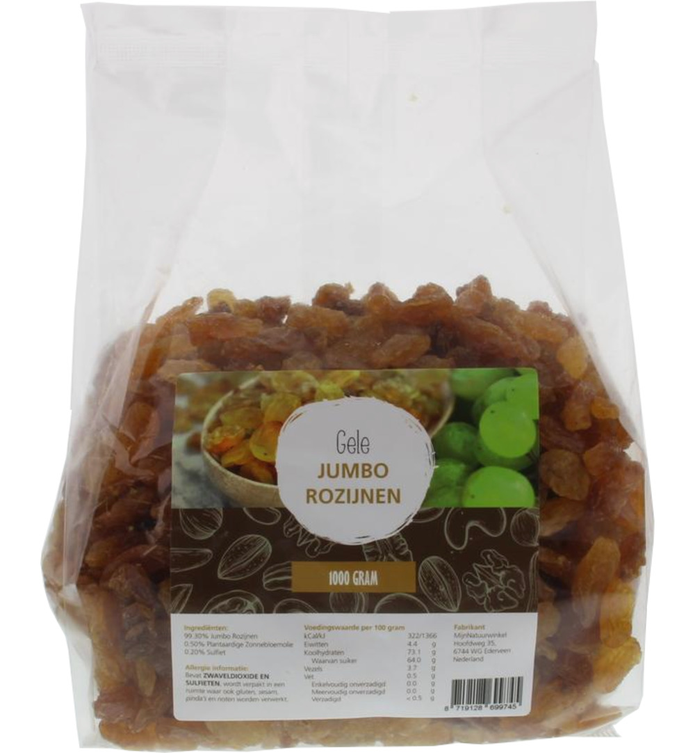 Mijnnatuurwinkel Gele Jumbo Rozijnen (1000 gr)