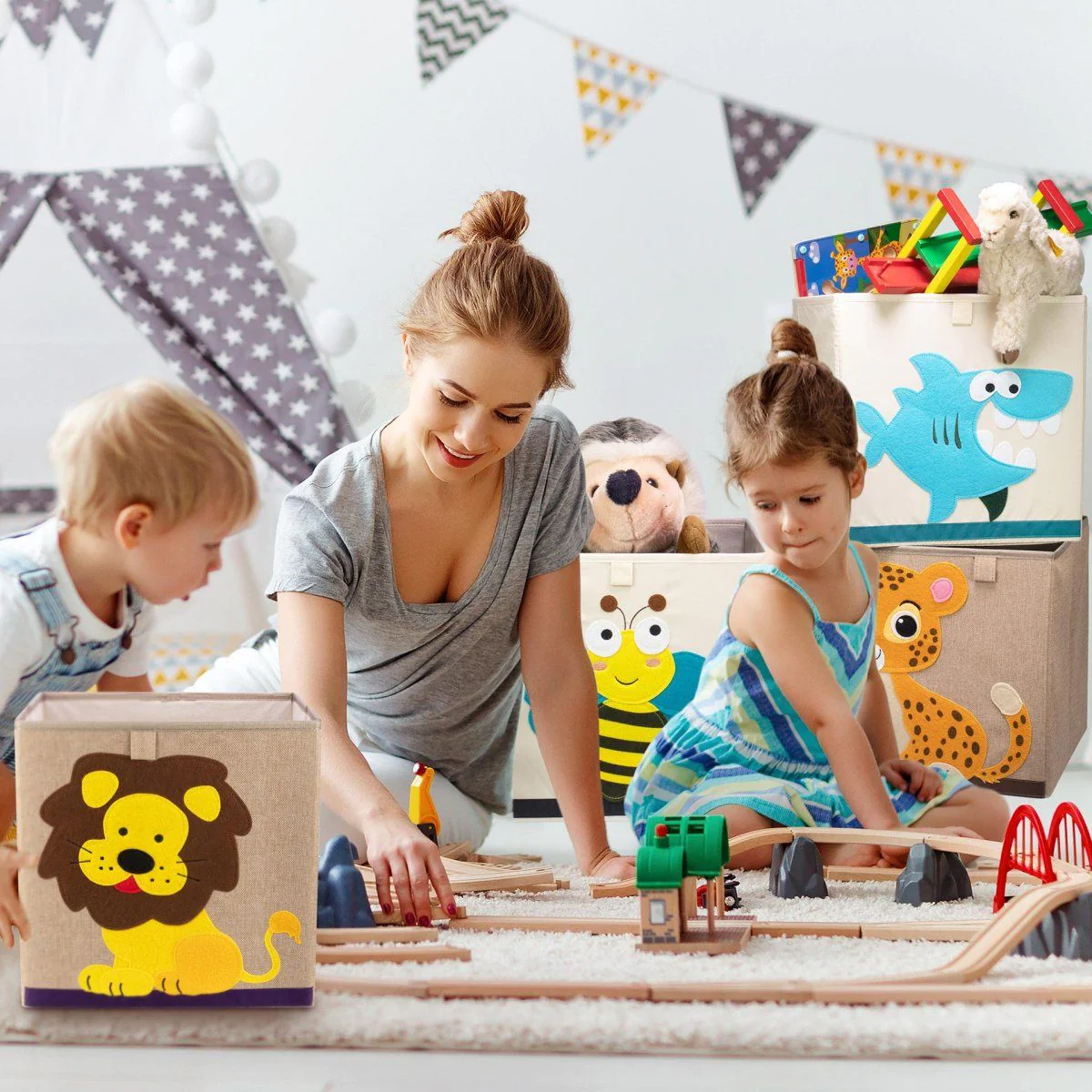 Boîte de rangement en tissu pour enfant 