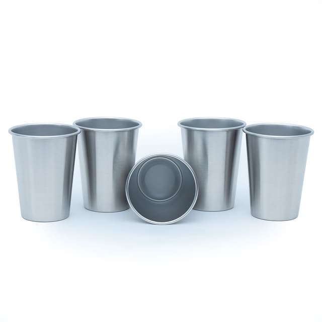 5x Stabelbare drikkekopper i rustfrit stål (290 ml)