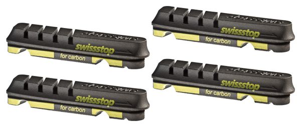 x4 Cartouches de Patins de Freins SwissStop Flash EVO Black Prince (jantes Carbone)