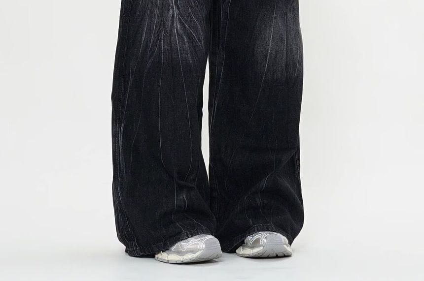 Jerolenea - Lage taille gewassen wijde jeans