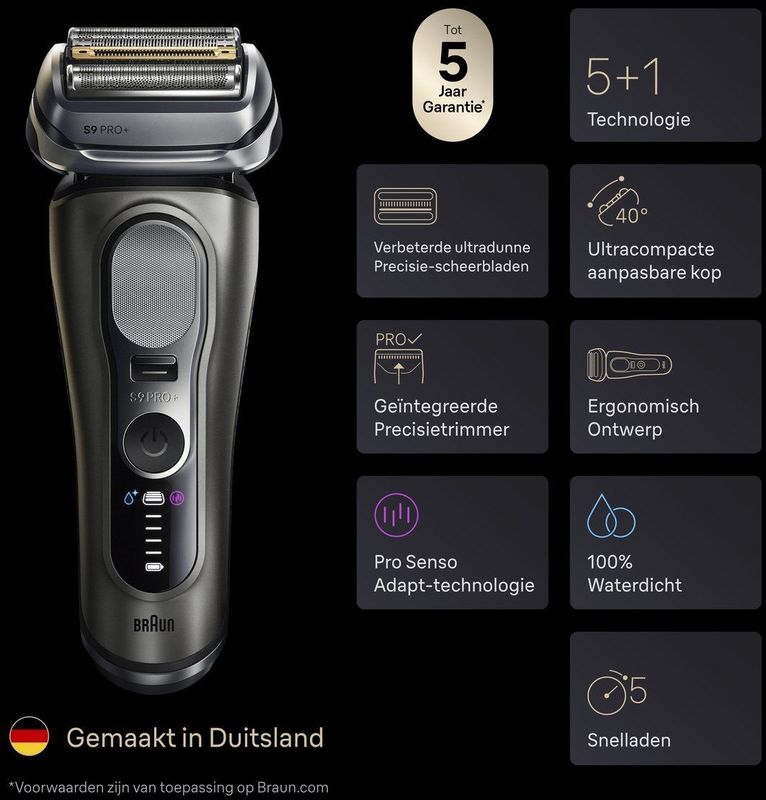 Braun - Series 9 PRO+ - Elektrisch Scheerapparaat - Grafiet - Pro SensoAdapt - 9615S