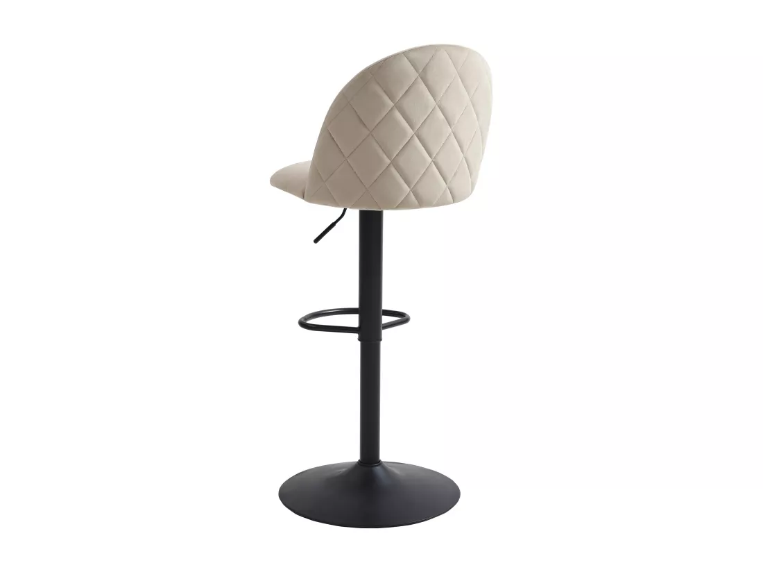 Lot de 2 tabourets de bar en velours et métal noir - Hauteur réglable - Beige - MELBOURNE