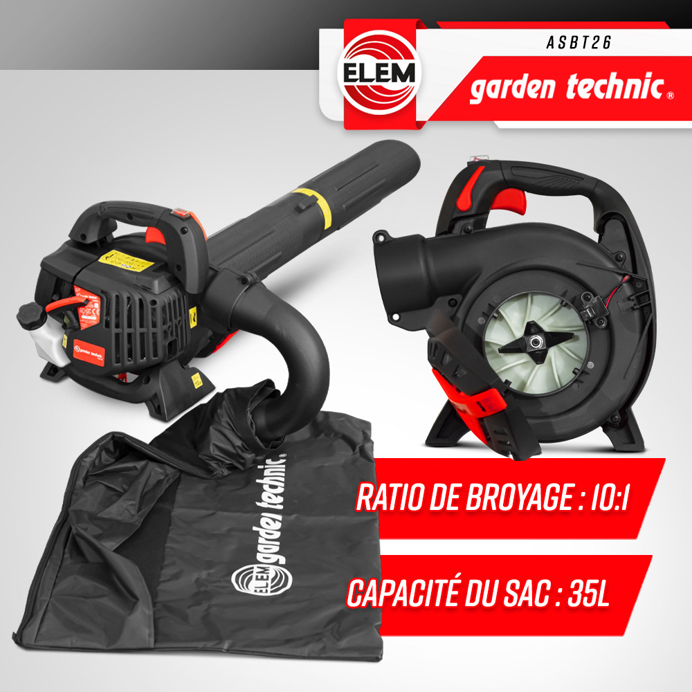 Aspirateur souffleur broyeur thermique 25.4cc - elem garden