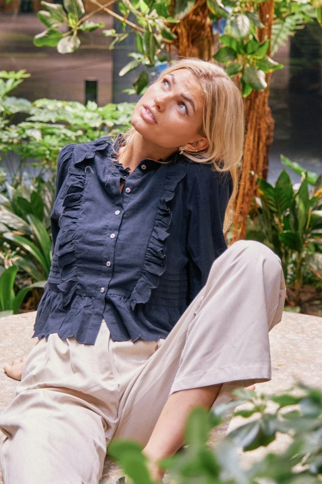 Neo Noir Petrine Embroidery Blouse navy