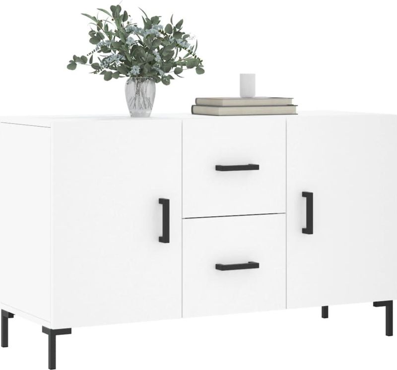 vidaXL - Dressoir - Wit - Bewerkt Hout