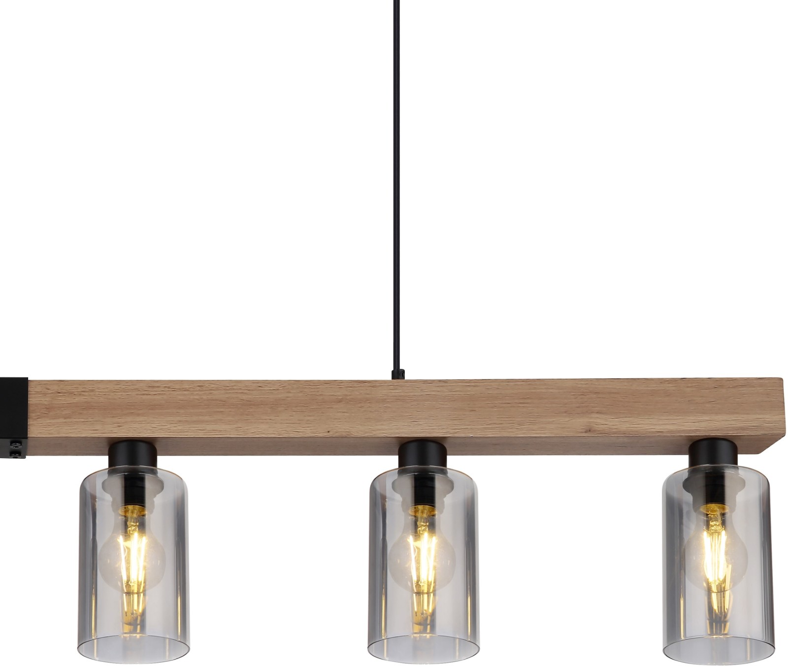 Pendelleuchte - schwarz matt-natur - höhenverstellbar - 140 cm