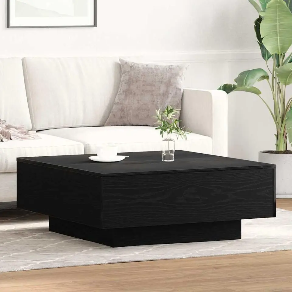 vidaXL - Vierkante salontafel - Zwart eiken - Bewerkt hout - 80x80x31 cm