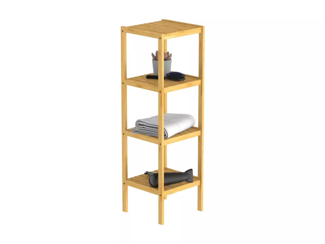 Étagère de salle de bain avec 4 compartiments Bambou 34x33x110 cm
