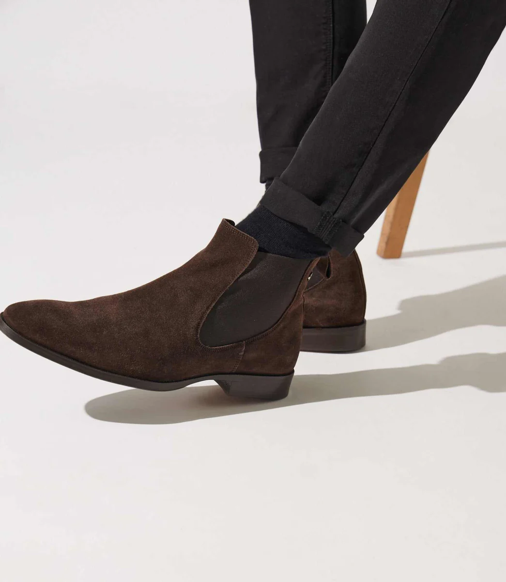 Bottines élastique en suède marron OPHELI