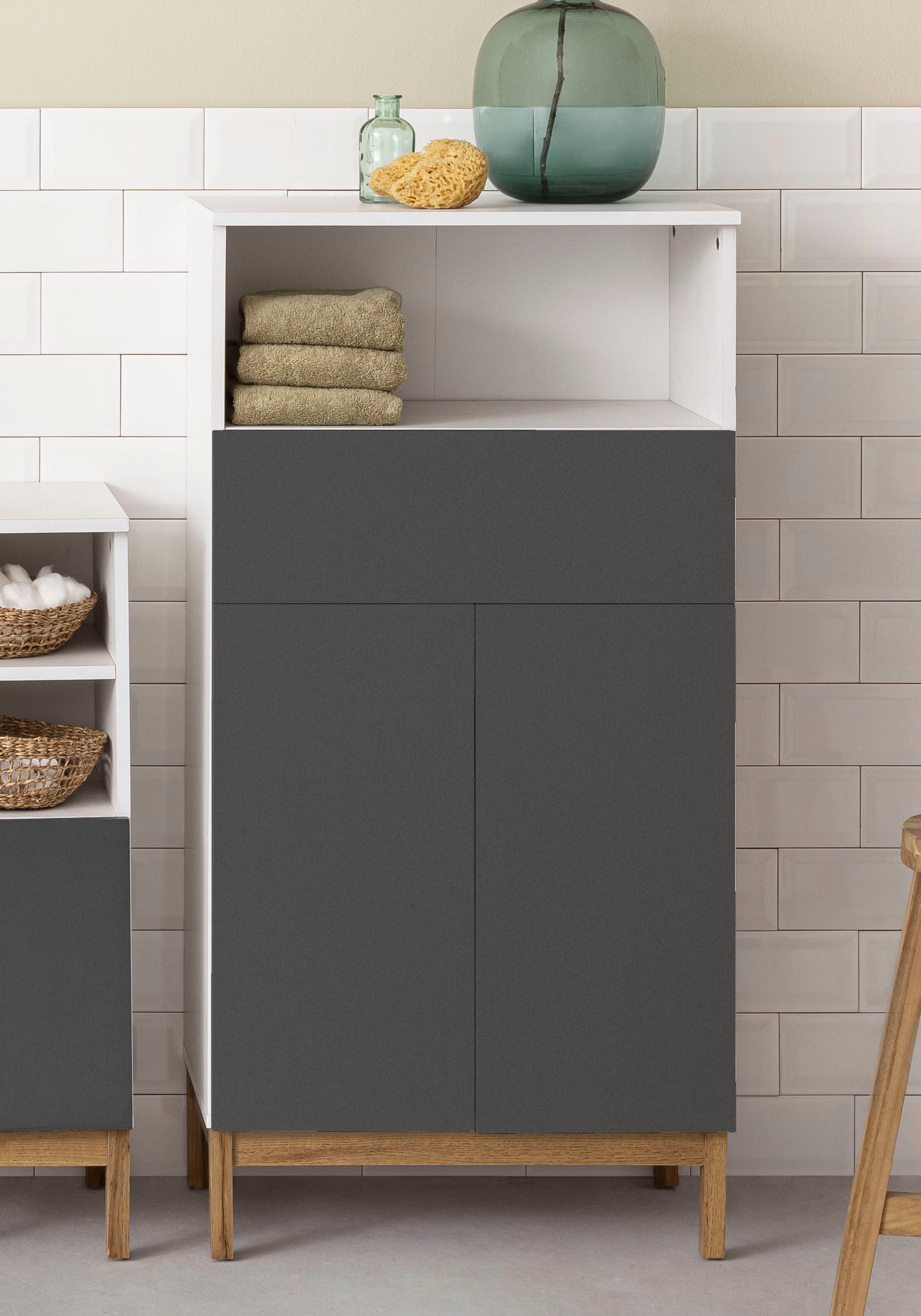 welltime Midischrank »Stian« mit 2 Einlegeböden hinter den Türenpaar, Breite 60 cm, Höhe 120,5 cm