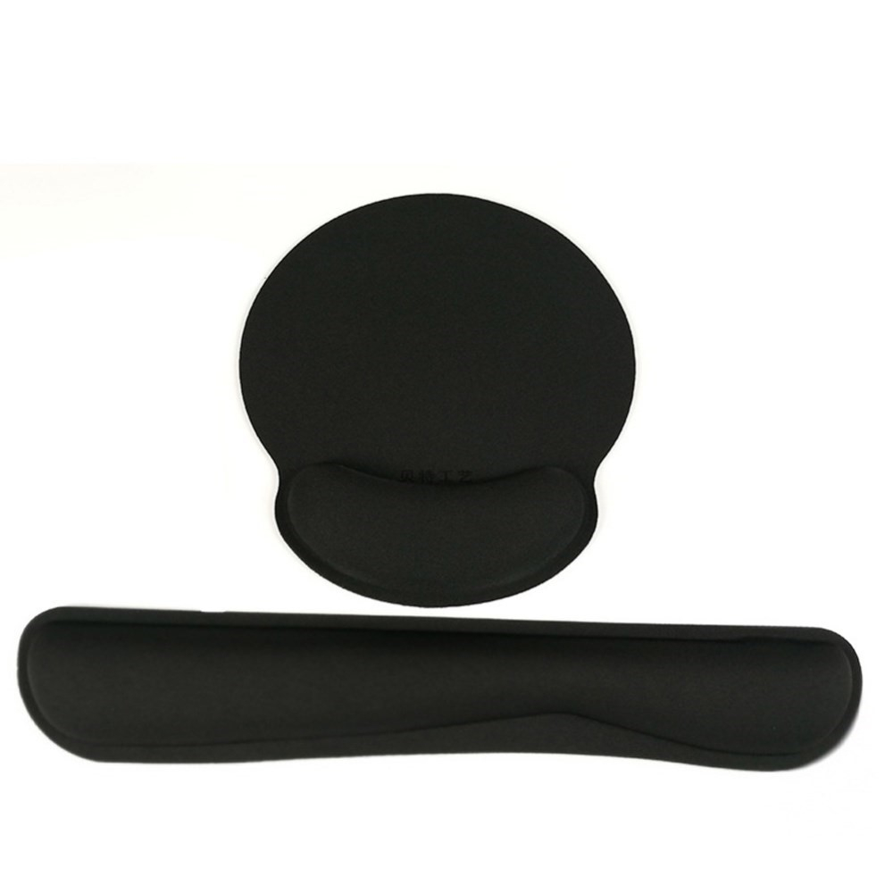 (2-tlg. Set) Ergonomische Mausmatte und Tastatur Handballenauflage für Arbeiten am Computer - Schwarz